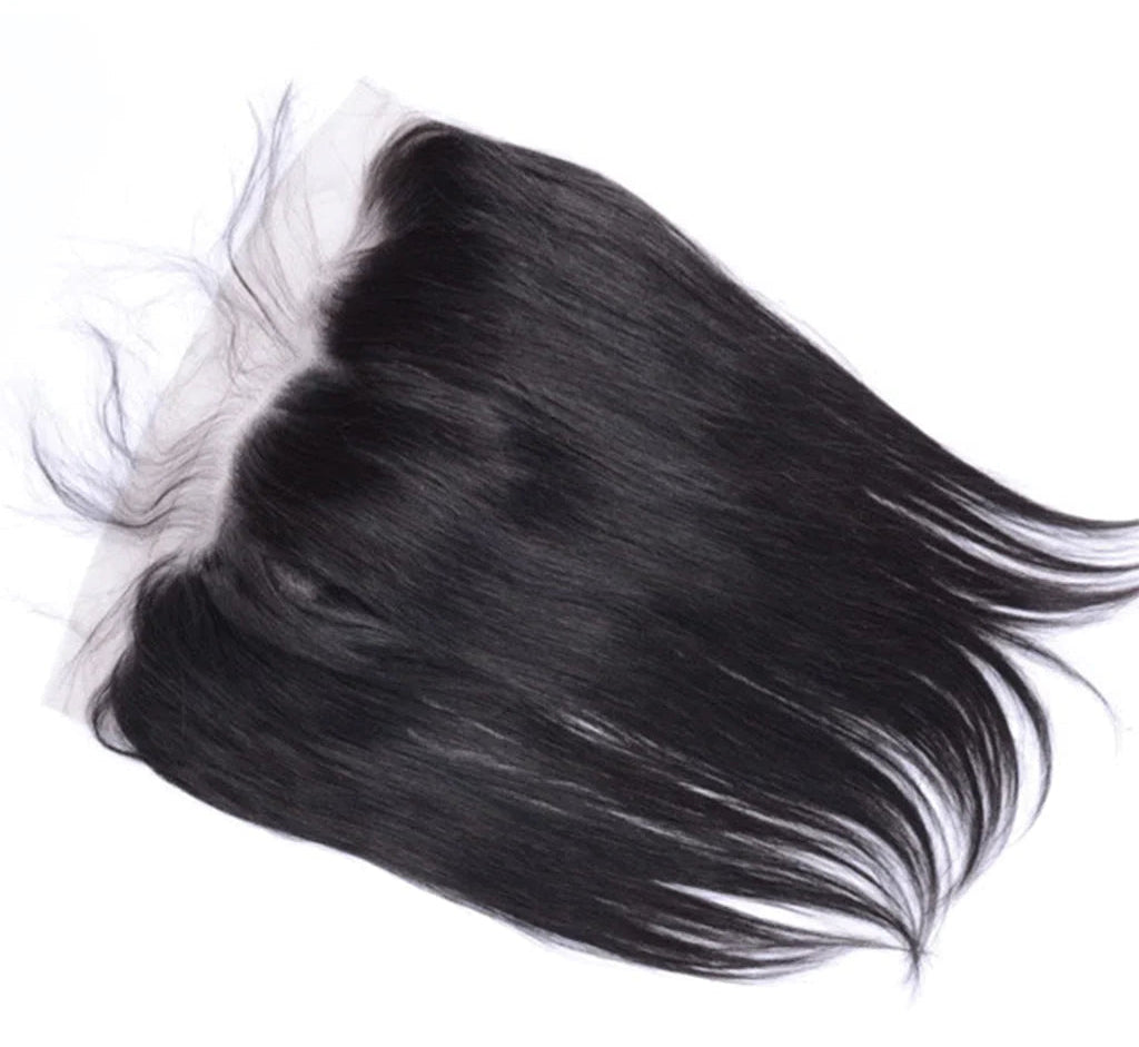 Black raw human hair extension on a white background